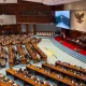 Suasana Kompleks Parlemen Senayan Jakarta saat adanya aksi demo namun DPR RI tetap menggelar Rapat Paripurna