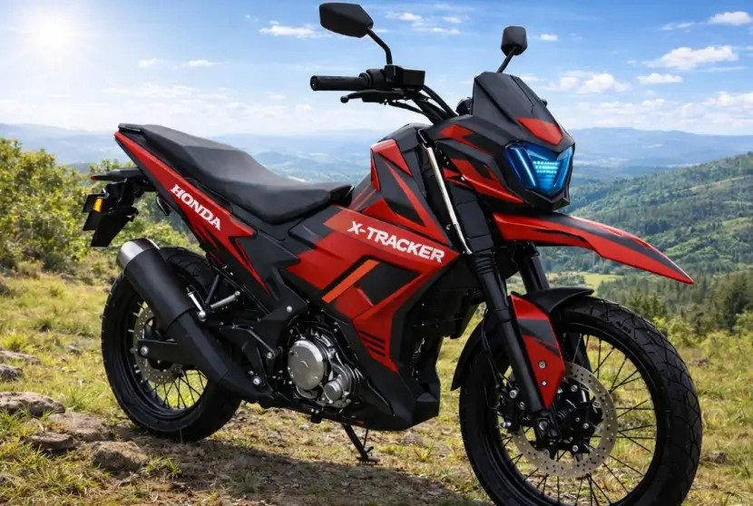 Tampilan depan samping motor Honda X-Tracker 2026 yang baru meluncur