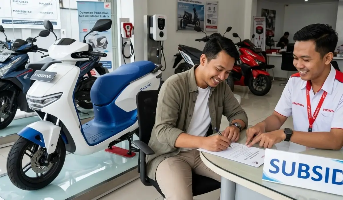 Ilustrasi tips dan panduan mengajukan subsidi motor listrik tahun 2026 agar disetujui dan berjalan lancar