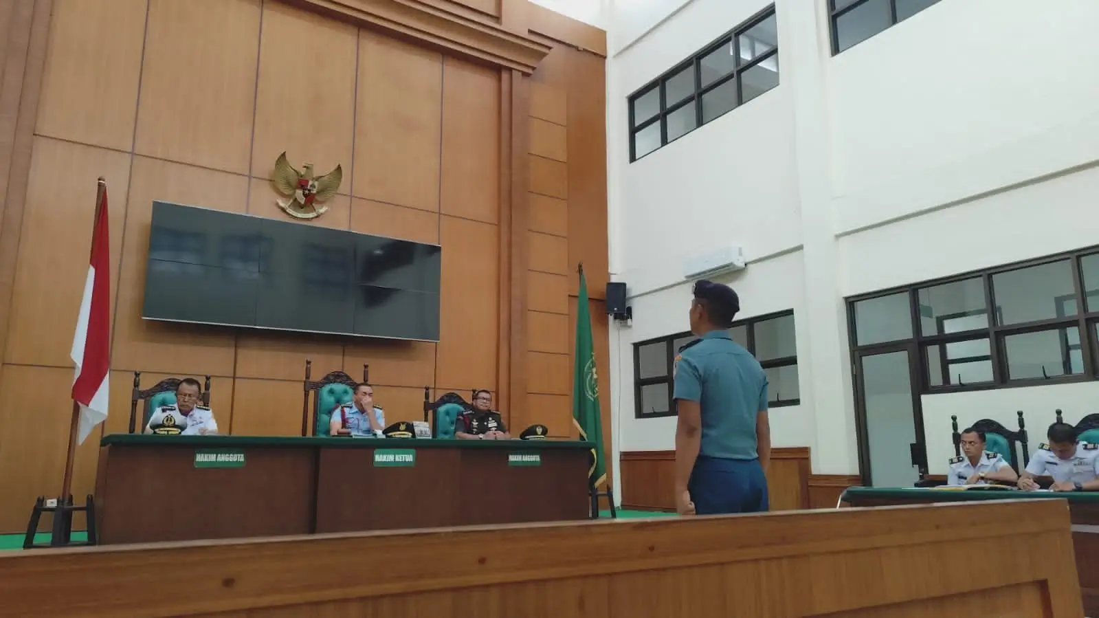 Proses persidangan prajurit TNI yang diduga menjual sabu menggunakan pesawat militer