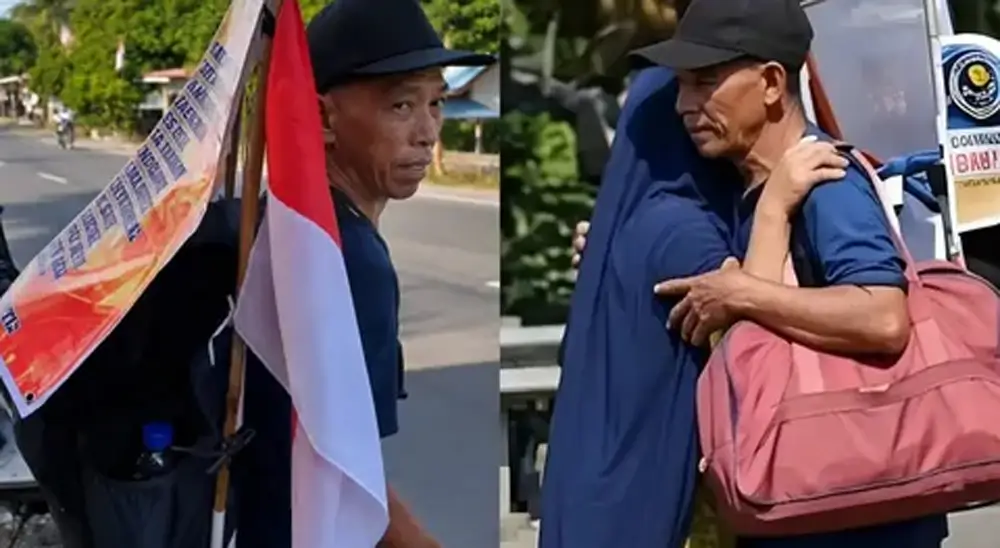 Syamsul Bahrun berjalan kaki seorang diri menempuh perjalanan Bengkulu hingga Jakarta demi memperjuangkan hak warisan orang tua tanpa bekal dan dukungan