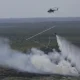 Pesawat TNI AU lakukan pengejaran air atau water boombing untuk memadamkan api karhutla