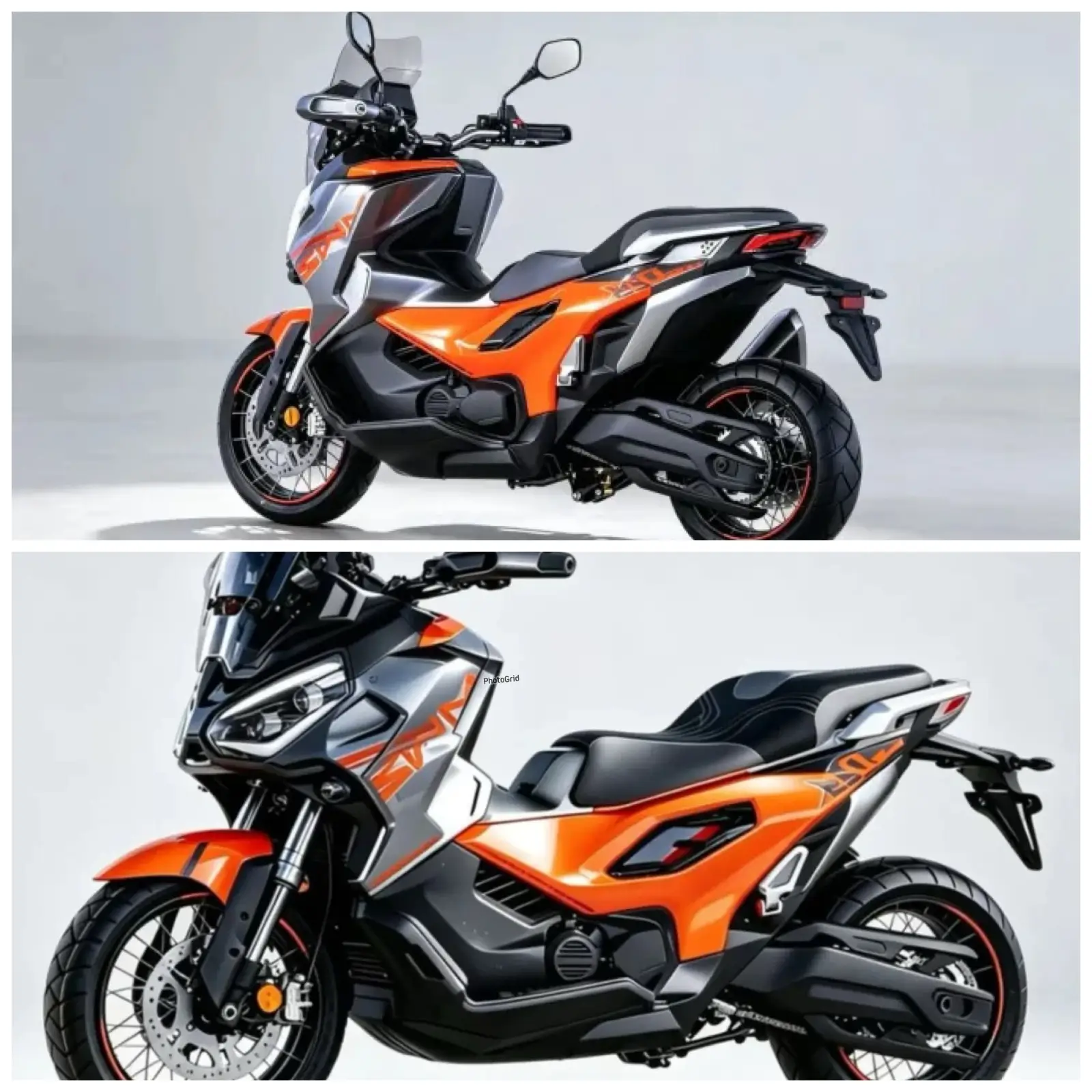 Tampilan depan samping XinYuan 250ADV bodi besar garis tegas gaya adventure modern