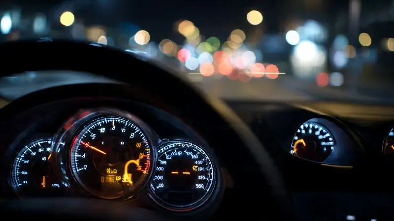 Ilustrasi jarum penunjuk kecepatan pada panel speedometer mobil yang mengalami gangguan