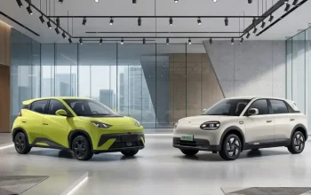 Tampilan depan BYD Atto 1 dan Chery Q berdampingan untuk perbandingan
